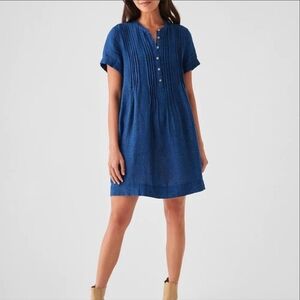 Faherty Blue Indigo Linen Dress S